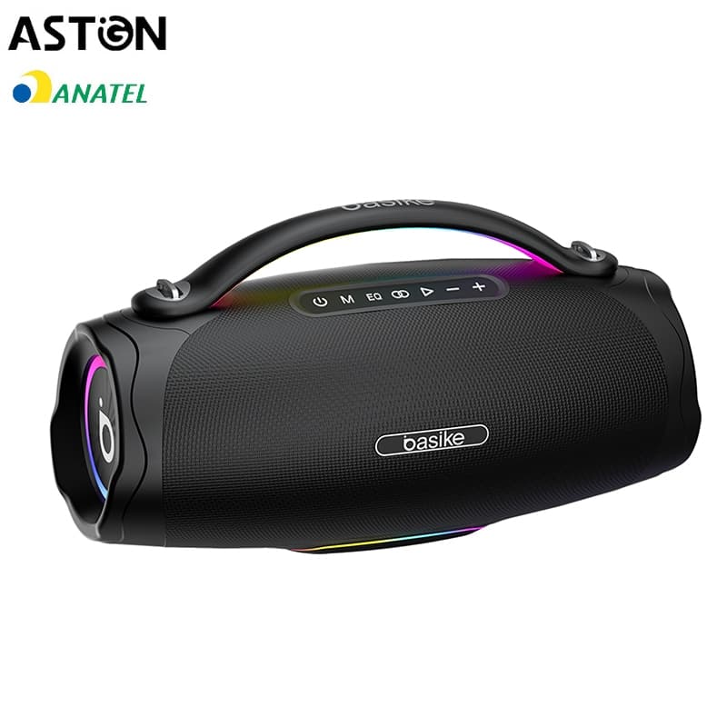 Astgn X Basike Caixa de Som Bluetooth 100 W RMS com Bateria 10.000 mAh, TWS, IPX6 e Luzes RGB