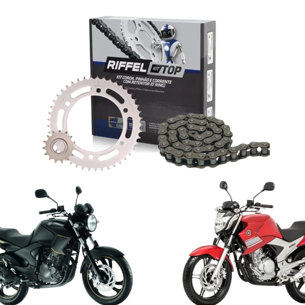 Kit Relação Tração Transmissão Ys 250 Fazer / FZ25 Com Retentor 2006 A 2017 Original Riffel