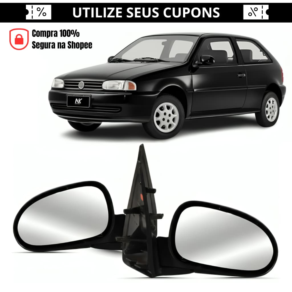 Par/Un Retrovisor Gol Parati G2 Bola 95 96 97 98 99 Manual Novo 1ª Linha