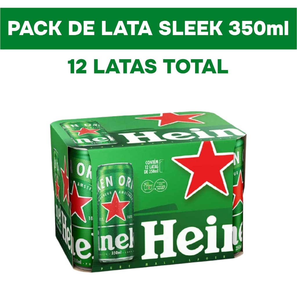 Cerveja Lager Heineken Lata 350ml - 12 Unid.
