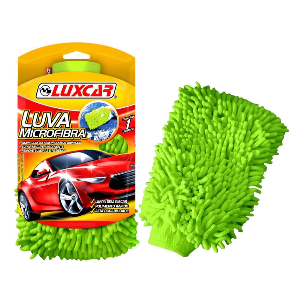 Luva Microfibra Luxcar - Verde-limão - Unidade - 1 - 40 Cm - 60 Cm