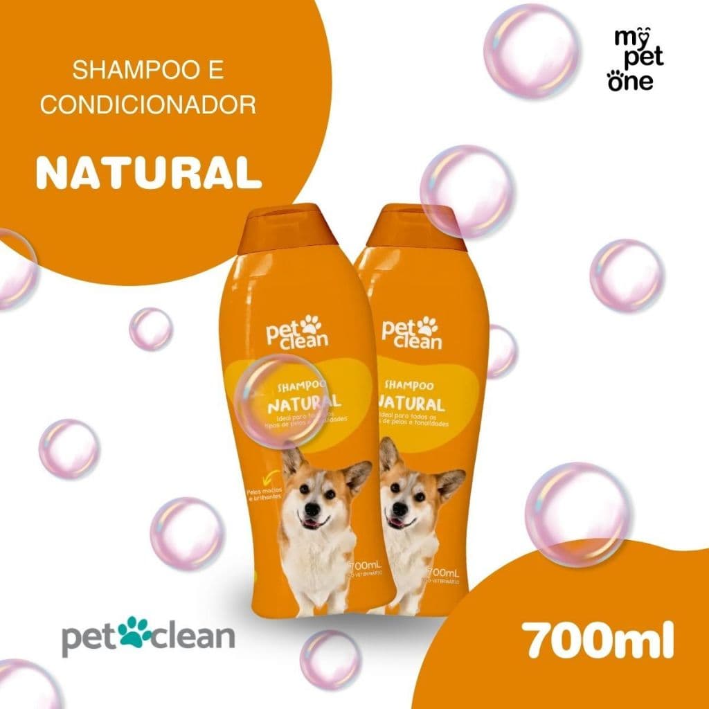 Kit 2 Shampoo e Condicionador Pet Clean Natural 2 em 1 - 700ml