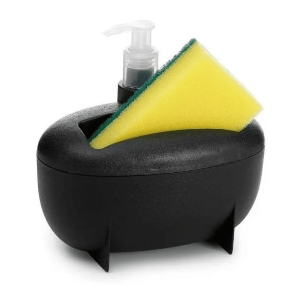 Dispenser Porta Detergente com Porta Esponja Preto Giotto