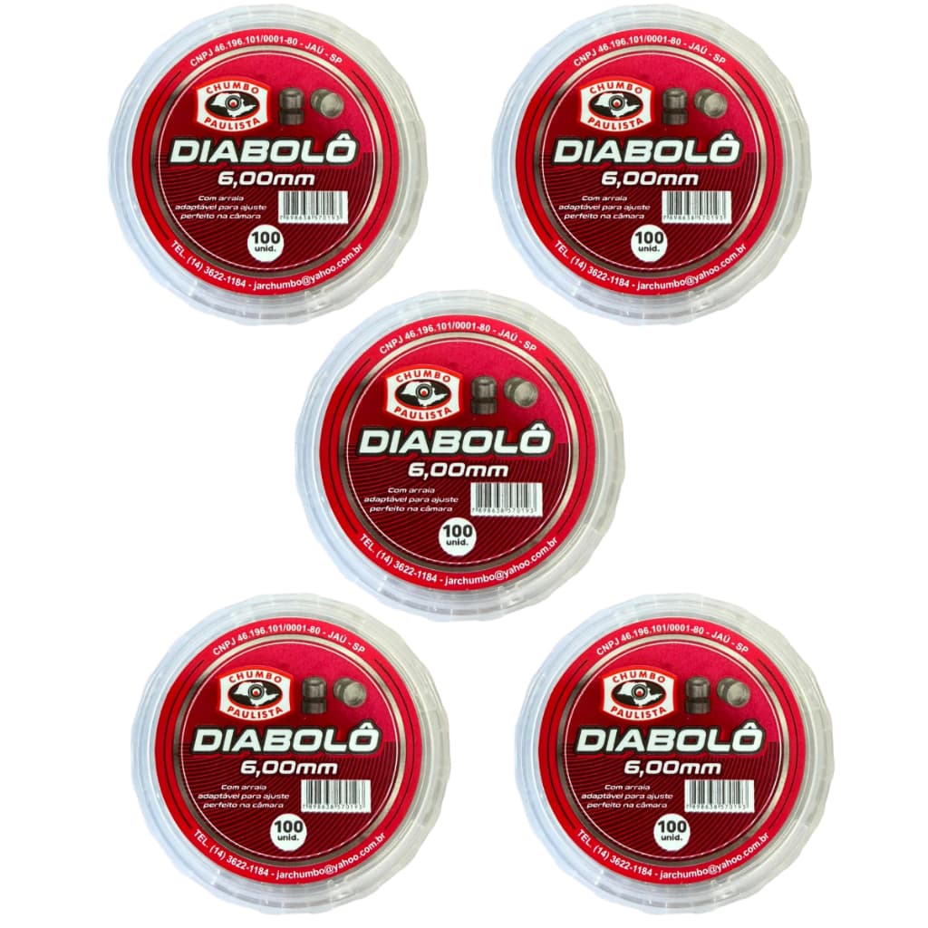 Chumbo Paulista Diabolô 6mm - Escolha seu KIT - Pote com 100 Unidades para Carabina / Airgun