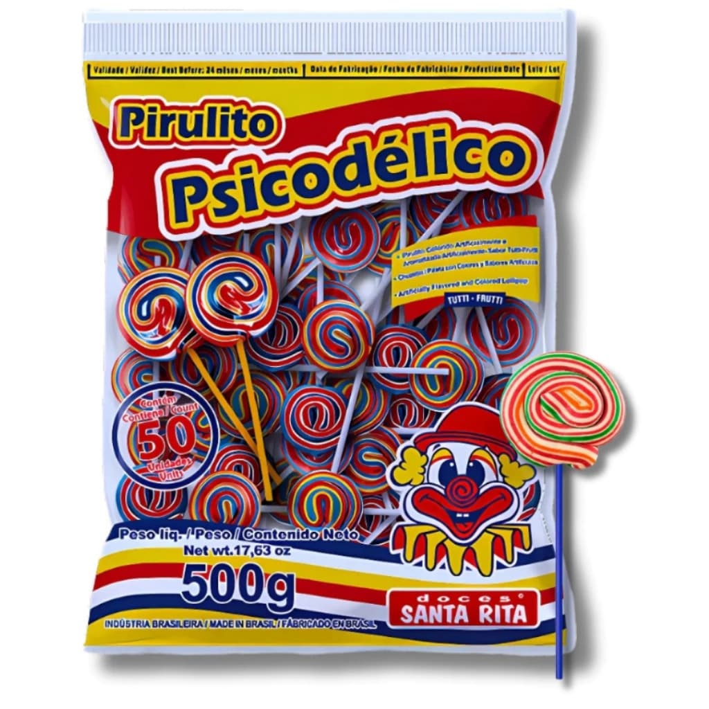 Pirulito Psicodélico Colorido 500g Santa Rita