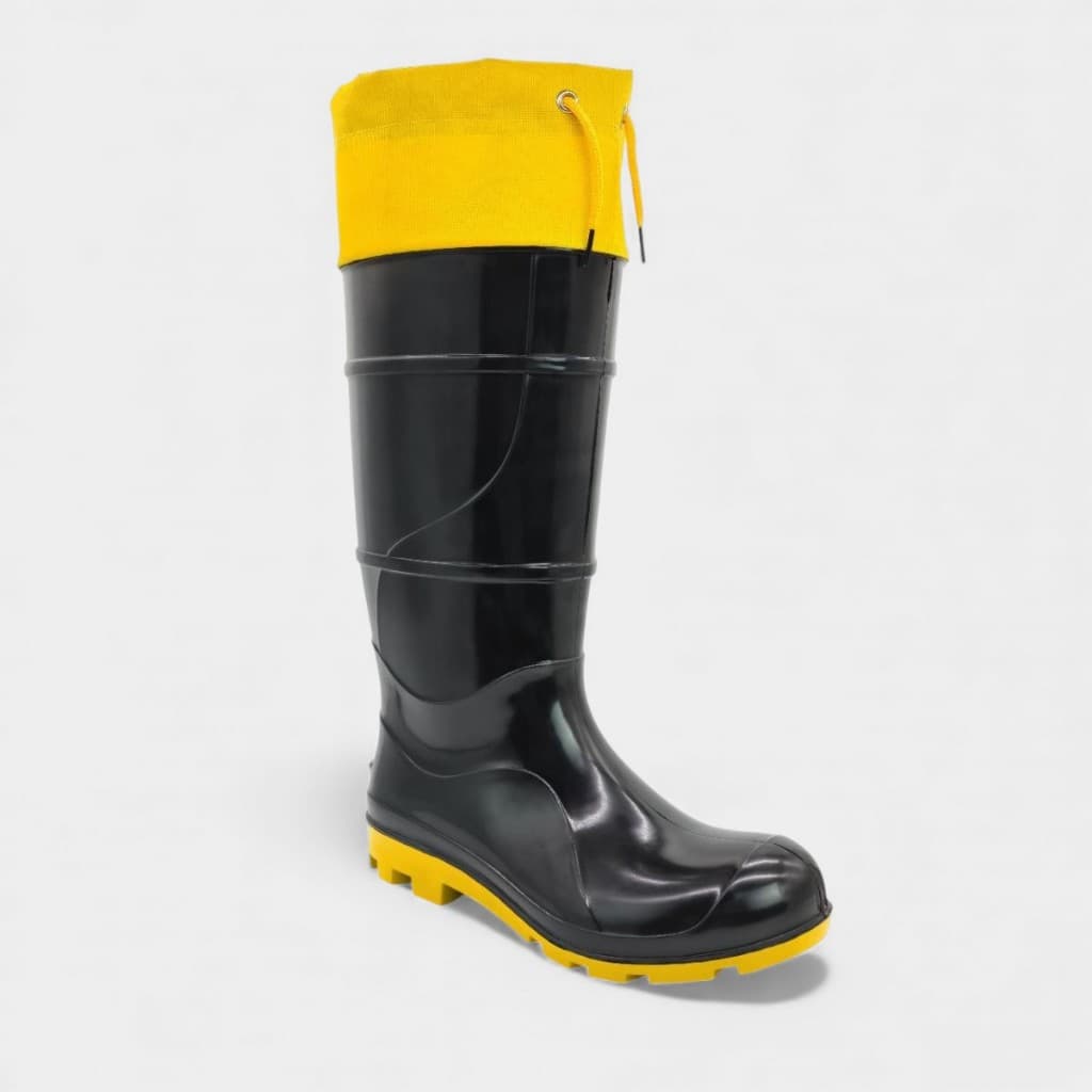 Bota PVC Cano Longo Cartom Com Polaina CA 49.855 - Preto e Amarelo