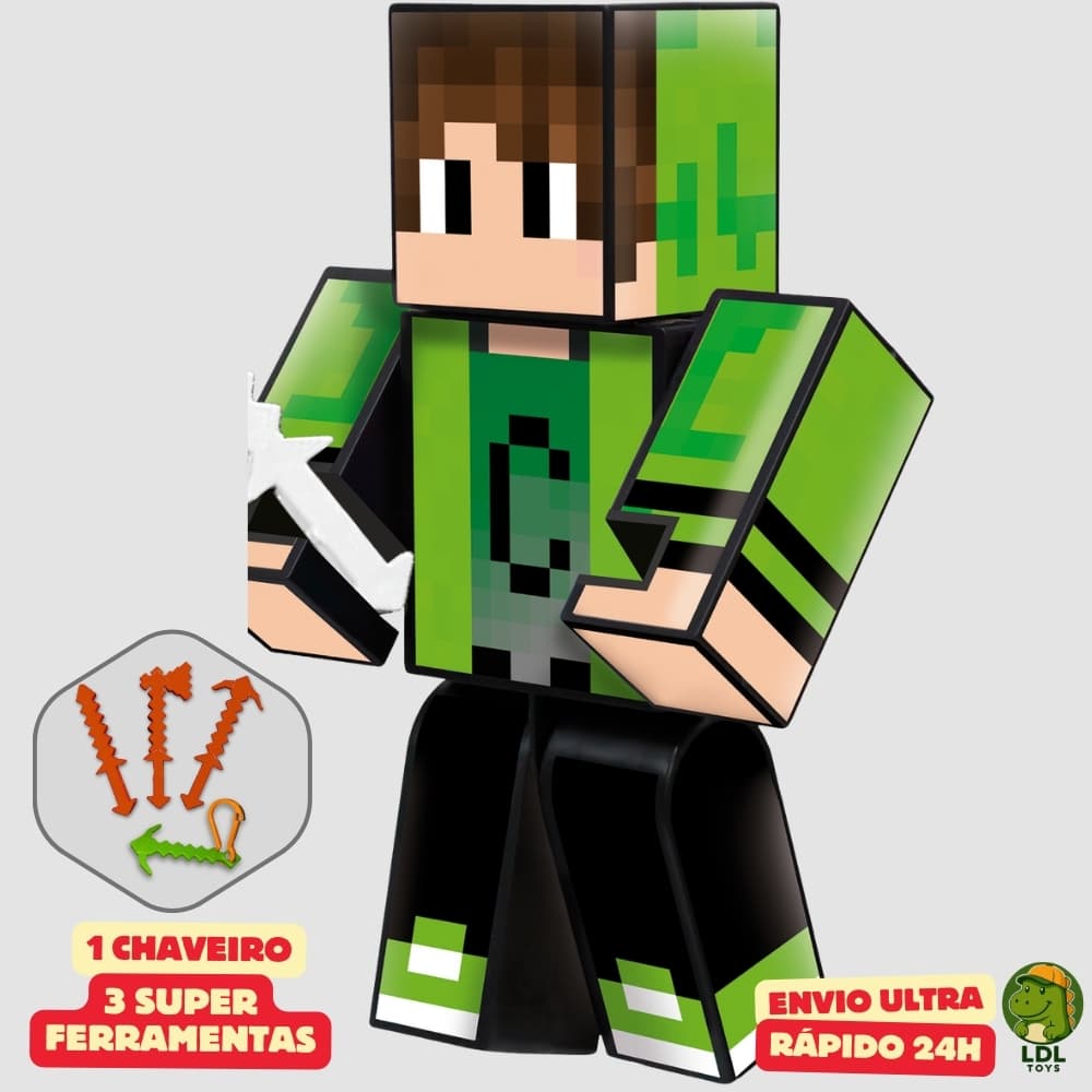 Boneco Cadres 15cm Articulado Acompanha 3 Ferramentas + 1 Chaveiro Youtuber Original Algazarra