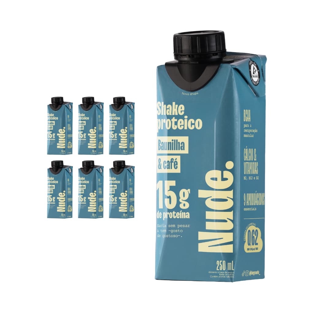 Nude Shake Proteico de Aveia Baunilha e Café 250ml - Pack 6x