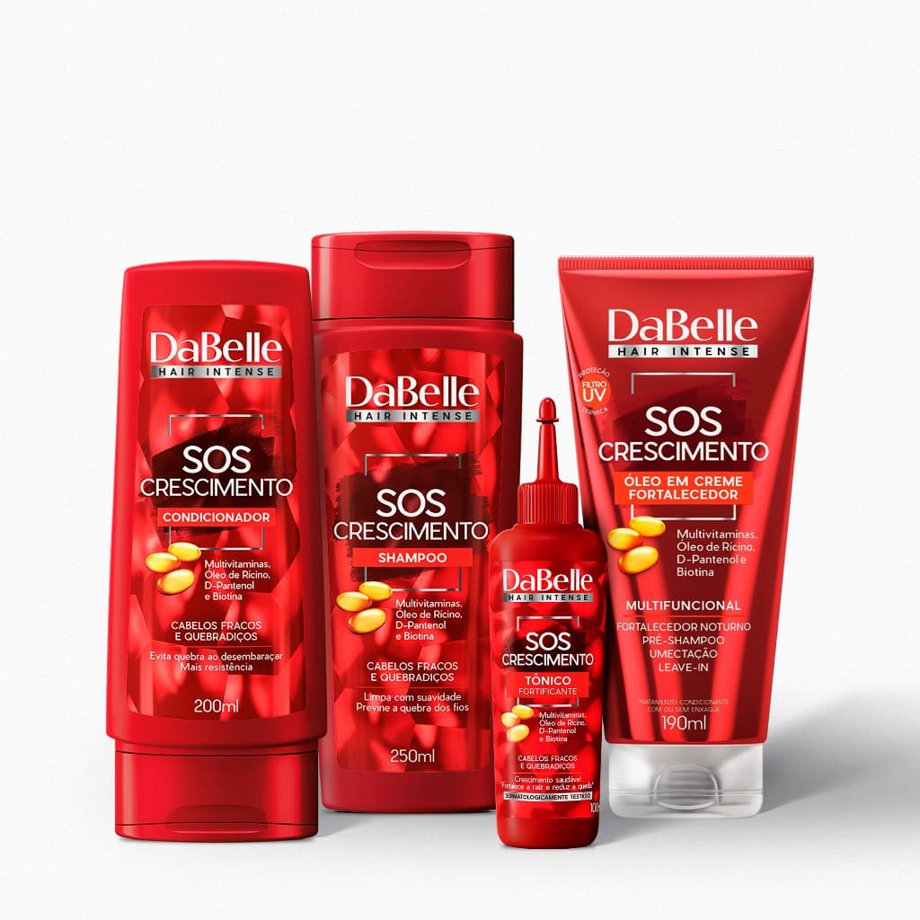Kit Rotina Completa SOS Crescimento Dabelle Hair  - 4 Produtos