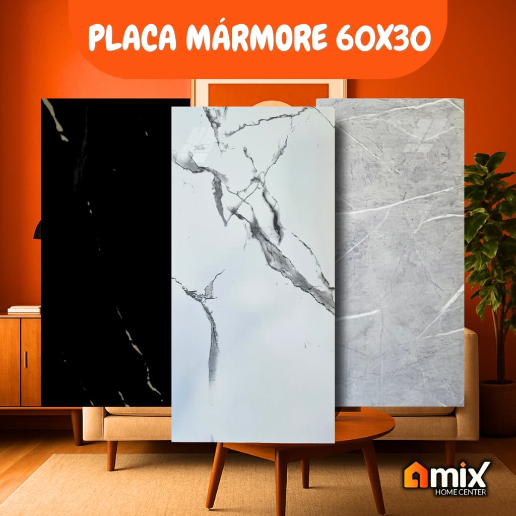 Kit 5 Placas Mármore Vinílico Adesivo 60x30 Parede Decoração Lavável