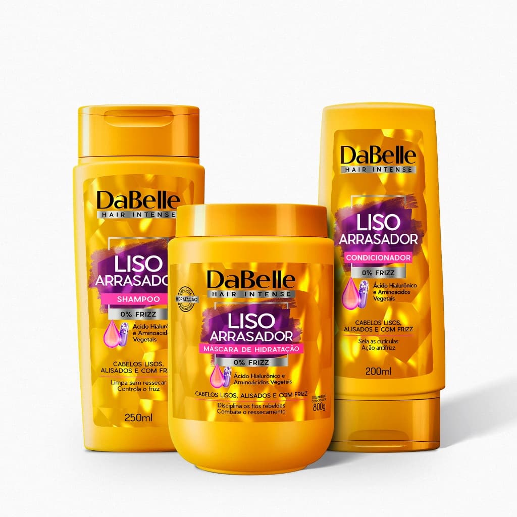 Kit Shampoo e Condicionador + Máscara 800g  Liso Arrasador - Dabelle Hair