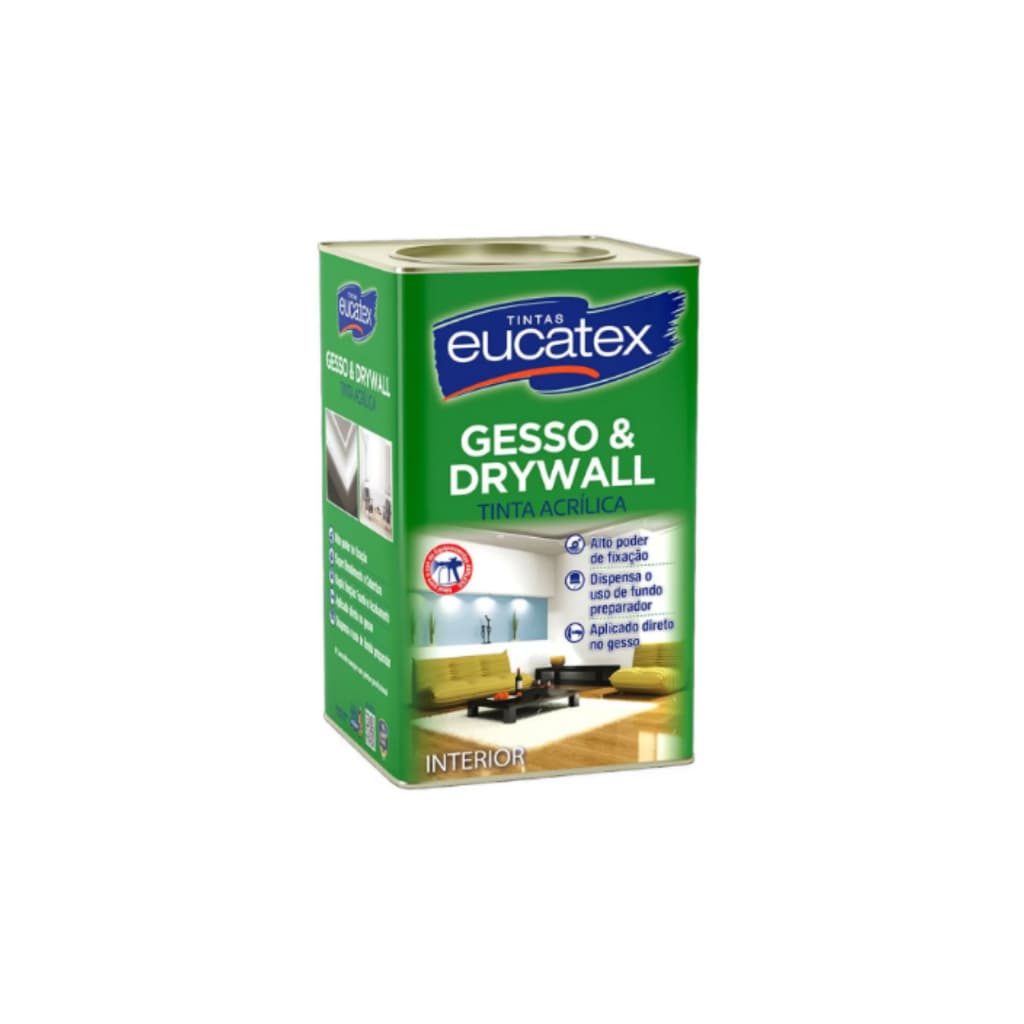 Tinta Acrílica Gesso E Drywall - 18l Lata Branco - Eucatex