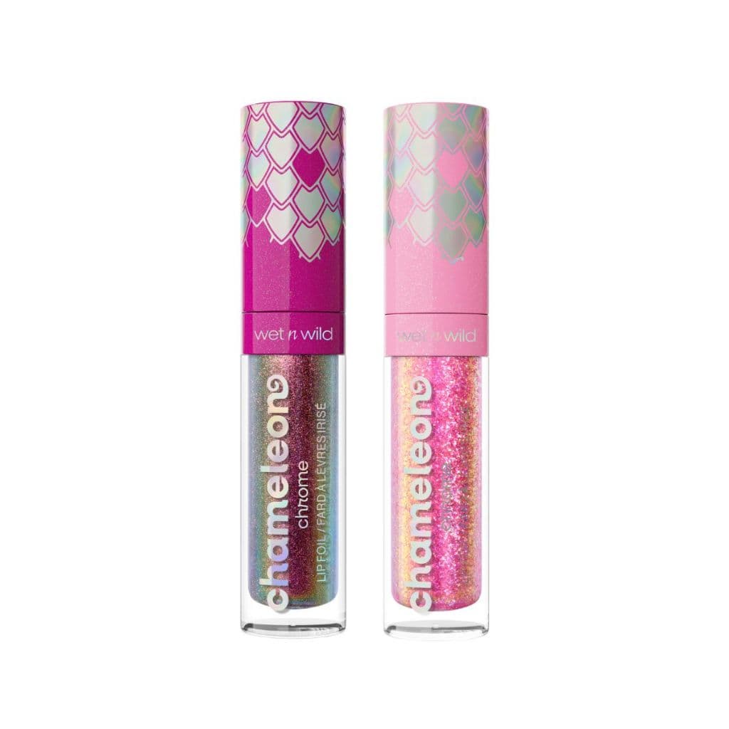 Kit 2 Batom Líquido Gloss Longa Duração Brilho Intenso Wet n Wild - Lip Foil Chameleon Chrome