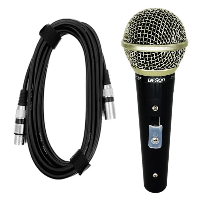 Microfone Profissional  Leson Sm58 Plus Preto Corpo Metálico Cabo Cannon Xlr Cor Preto