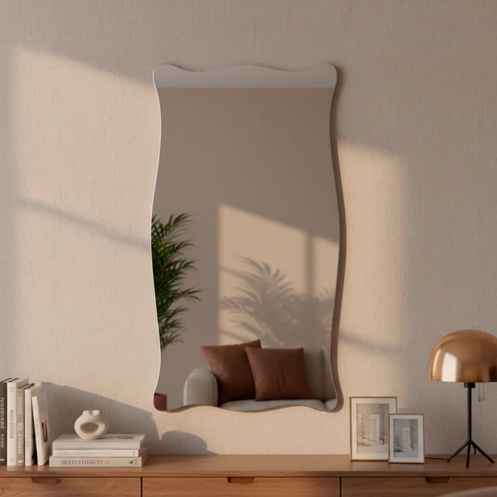 Espelho Orgânico Paris 44x64cm - Moldura em Couro Ecológico para Banheiro Sala estilo Pinterest
