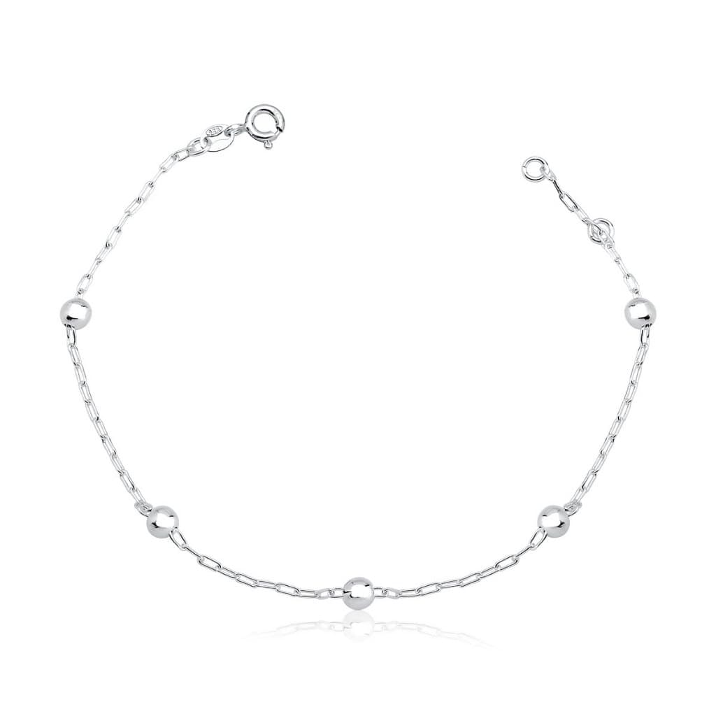 Pulseira prata 925 feminina bolinhas médias 5mm