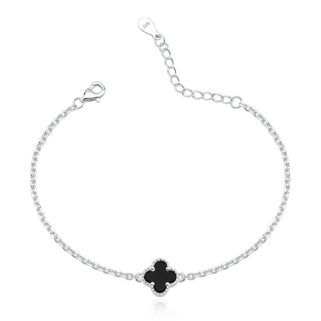 Pulseira Feminina de Prata 925 Trevo com 9mm