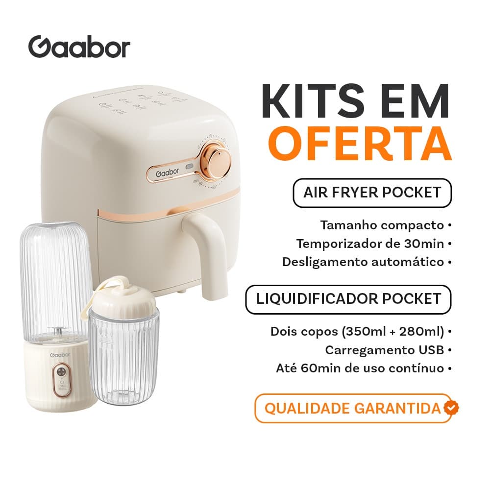 [Venda em conjunto] Gaabor Air Fryer 1,4L AF20M+ Espremedor de Frutas Portátil USB 350ml 280ml FP03T Fácil e Prático