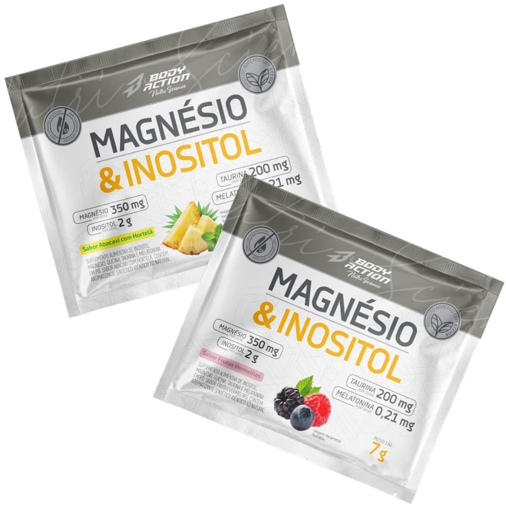 Kit 10x Sachês Magnésio e Inositol Dose Única 7g Bodyaction
