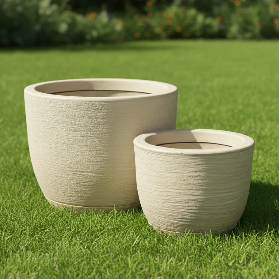 Kit 2 Vasos para Plantas Bojo Escovado 1,2 com Prato Coletor