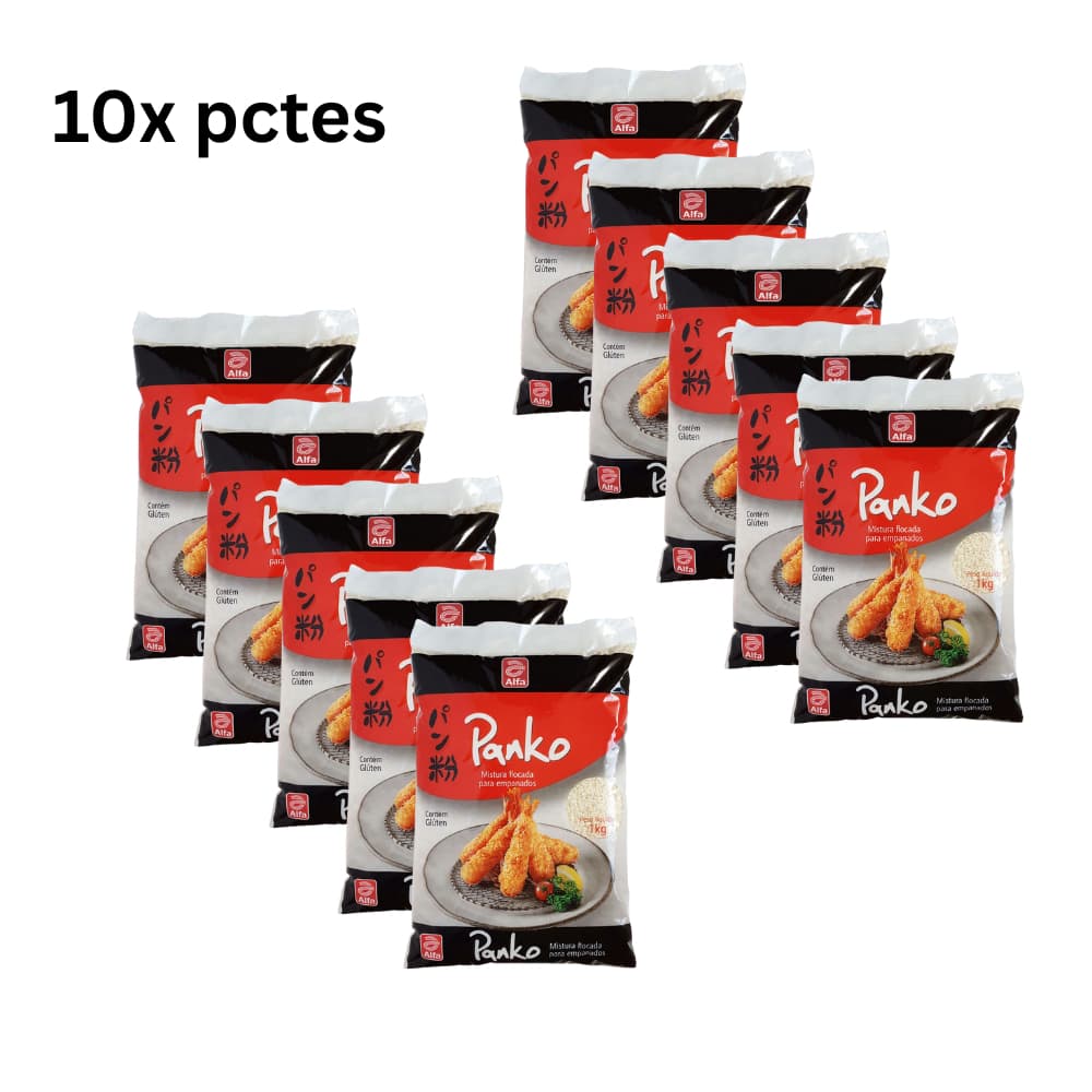 Kit 10 Farinha Empanar Alfa Panko Flocada 1kg