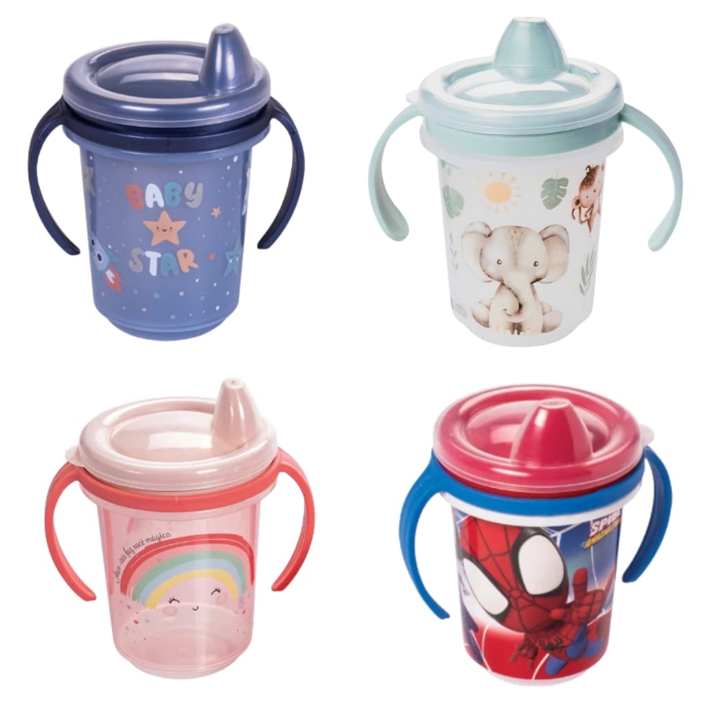 Copo Infantil Antivazamento De Transição Com Alça E Tampa 330ml Plasútil