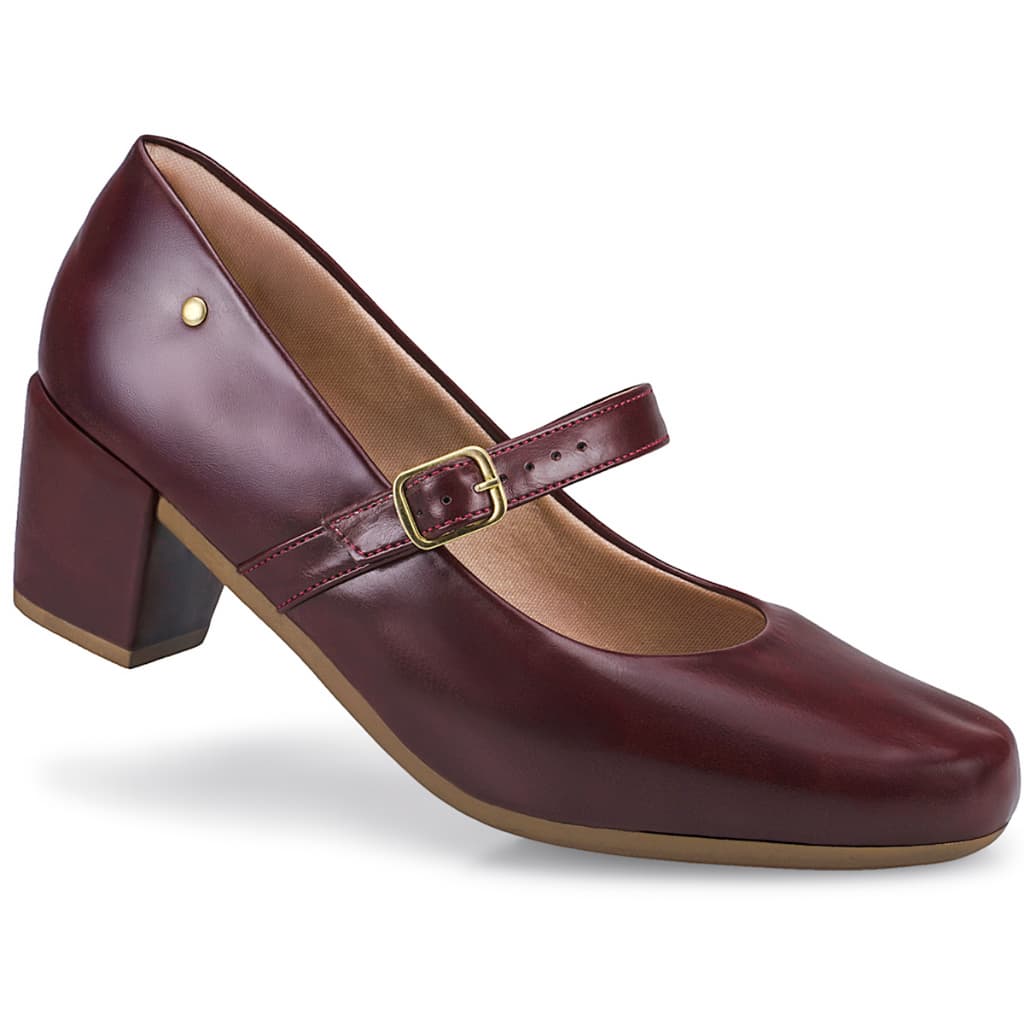 Sapato Feminino Boneca de Dança Salto baixo quadrado Bloco Confort Scarpin 6484