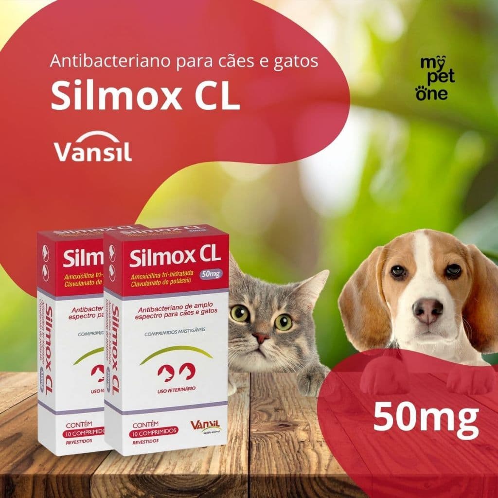 Kit 2 Antibacteriano Vansil Silmox CL para Cães e Gatos - 50 mg