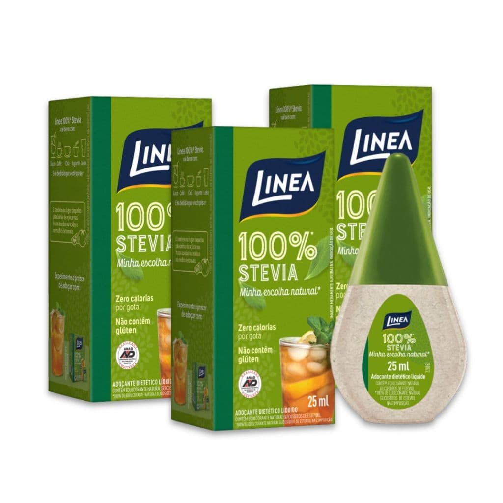 Kit 3un Adoçante Líquido Stevia Linea 25ml