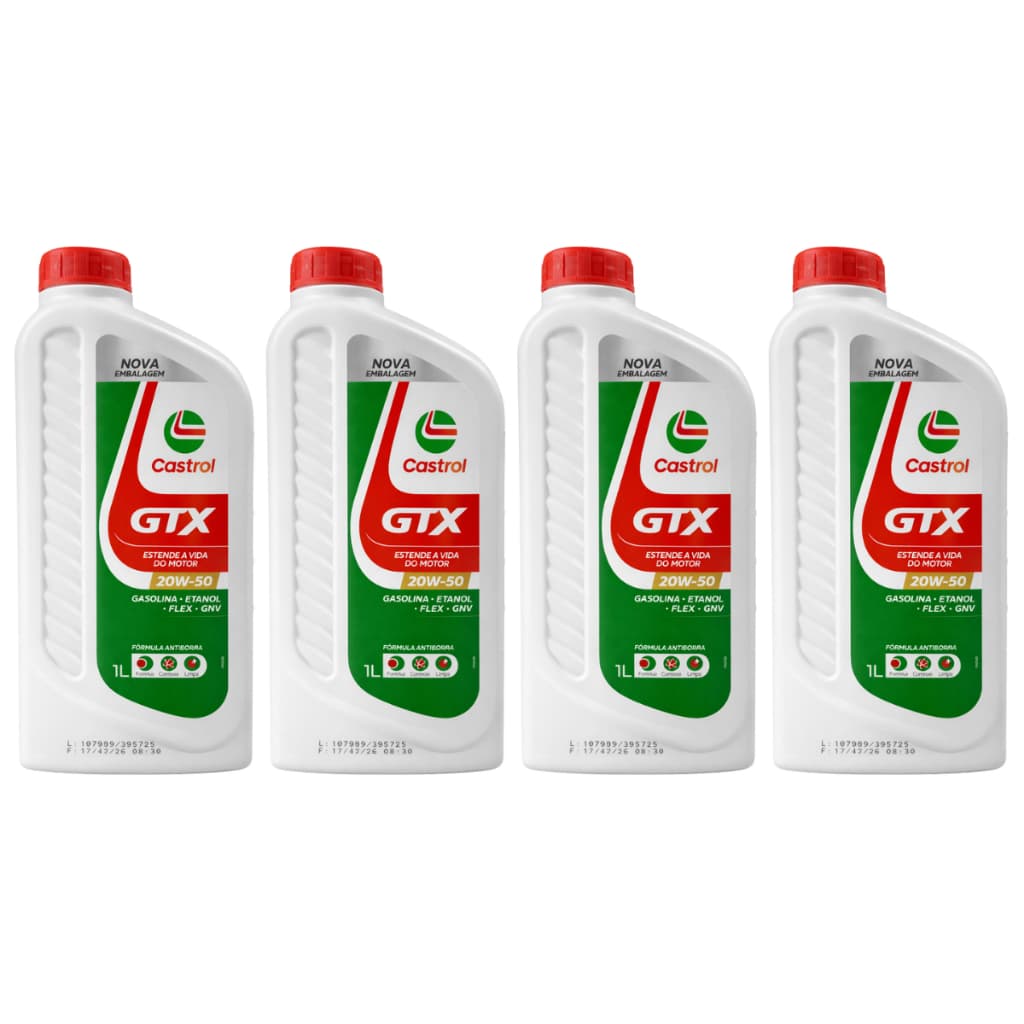 Kit 4 Óleo Lubrificante Castrol 20w50 Gtx Antiborra Api Sl