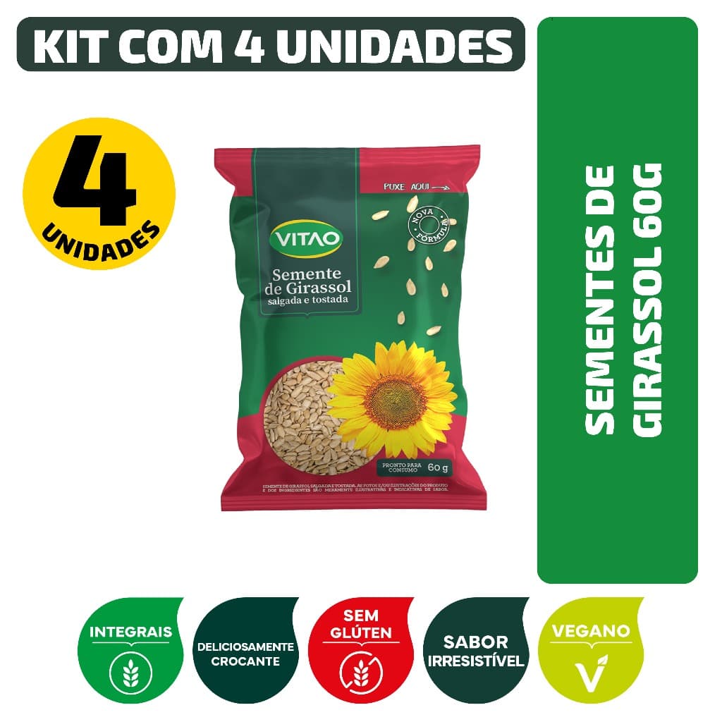 Sementes de Girassol 60g - Kit 4 Unidades