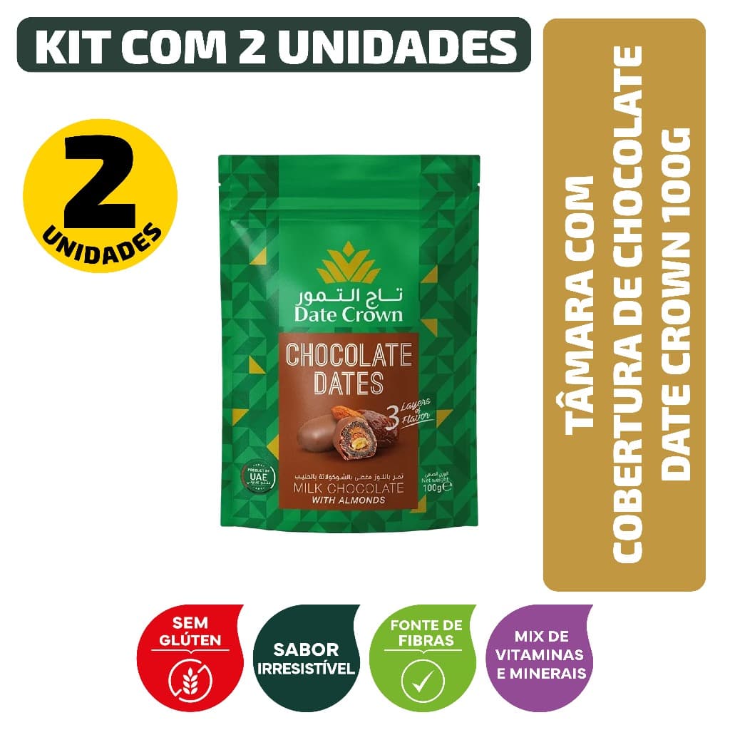 Kit Tâmara Com Cobertura De Chocolate Date Crown 100G - 2 Unidades OFF VITAO