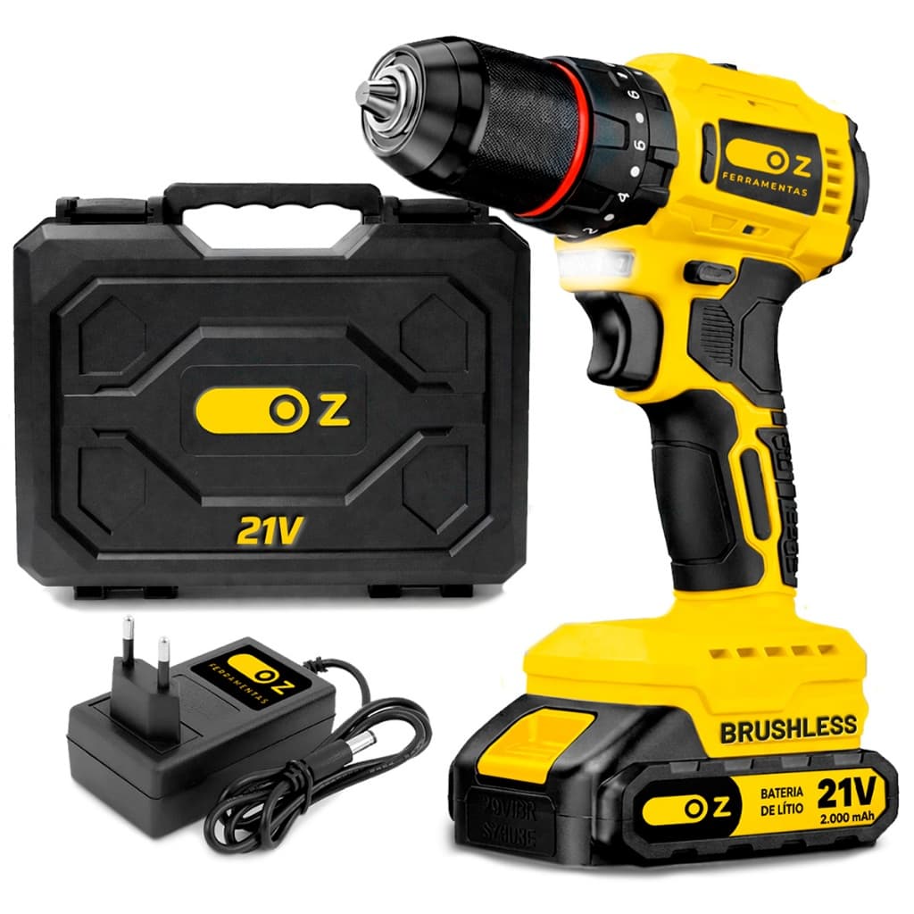 Furadeira Parafusadeira De Impacto C/ Motor Brushless Profissional Sem Fio Bateria 21v Oz