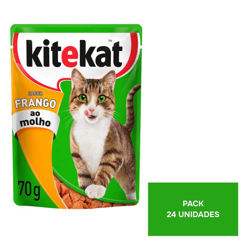 Kit Ração Úmida Frango ao Molho para Gatos Adultos 24 Unidades Kitekat Sachê