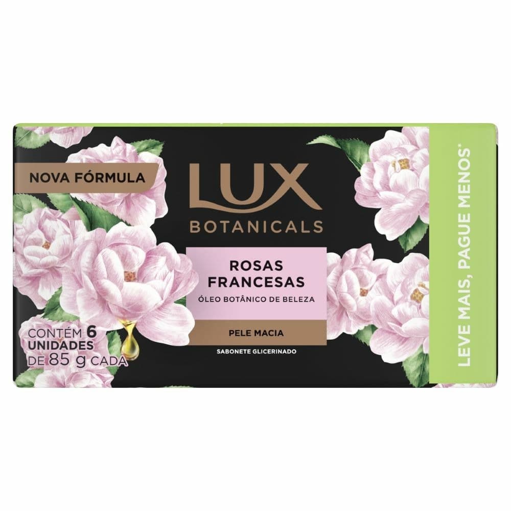 Pack Sabonete Em Barra Lux Botanicals Rosas Francesas Com 6 Unidades De 85g