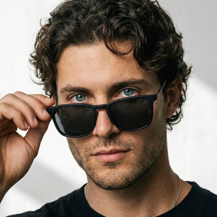 Óculos de Sol Clássico Mais Vendido Quadrado Preto Fosco Básico uv400 Masculino Feminino