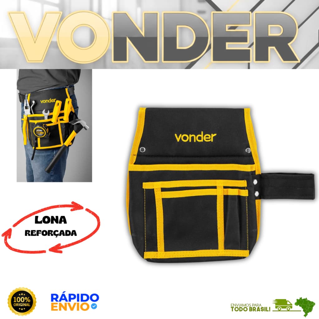 Porta Ferramentas Em Lona Com 4 Divisões Reforçado PF016 Vonder Resistente a 2,5Kg Oferta Premium