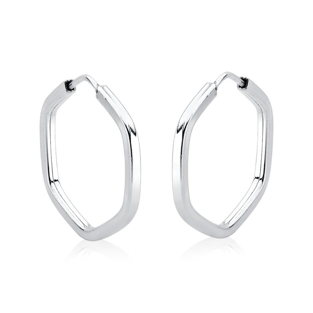 Brinco argola prata 925 hexagono 18mm