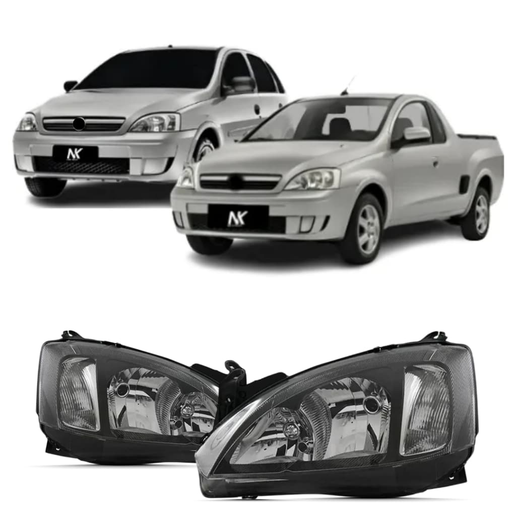 Par/Un Farol Principal Corsa Montana 2003 2004 2005 2006 2007 2008 Máscara Negra 1ª Linha Novo