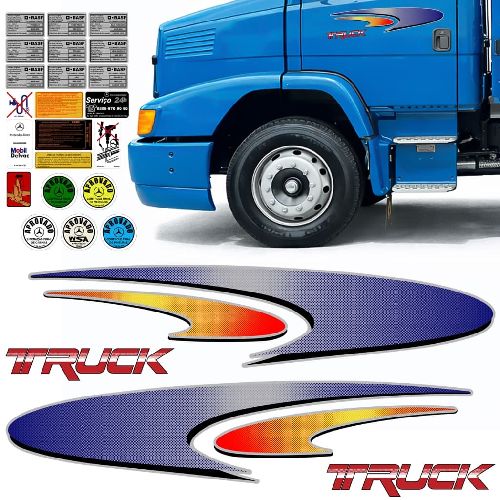 Kit Adesivo Faixa Lateral Porta Caminhão Mb 1620 Truck 2004