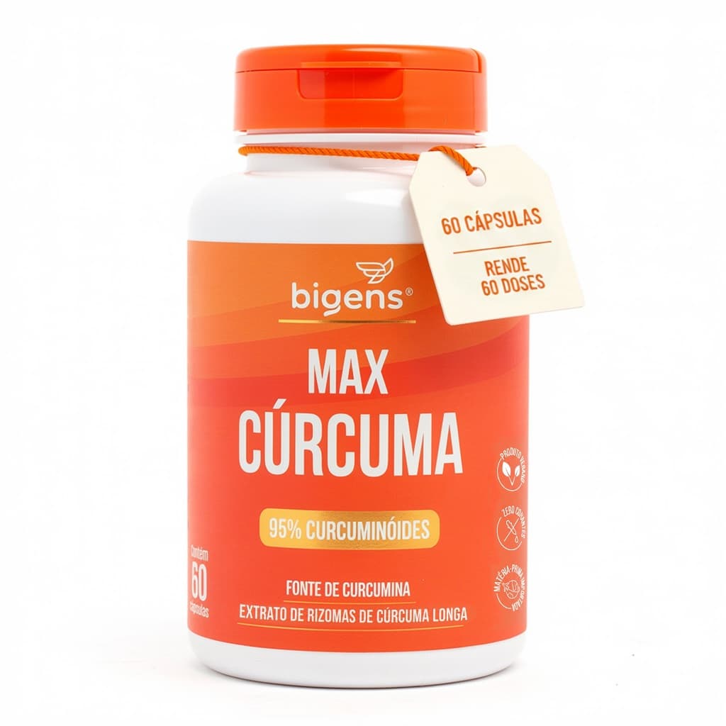 Max Cúrcuma, Curcumina Ativa Concentrada, 95% curcuminoides, 60 Cápsulas, Bigens