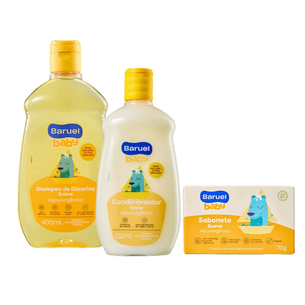 Kit Baruel Baby Suave Shampoo 400ml + Condicionador 210ml + Sabonete em Barra 70g