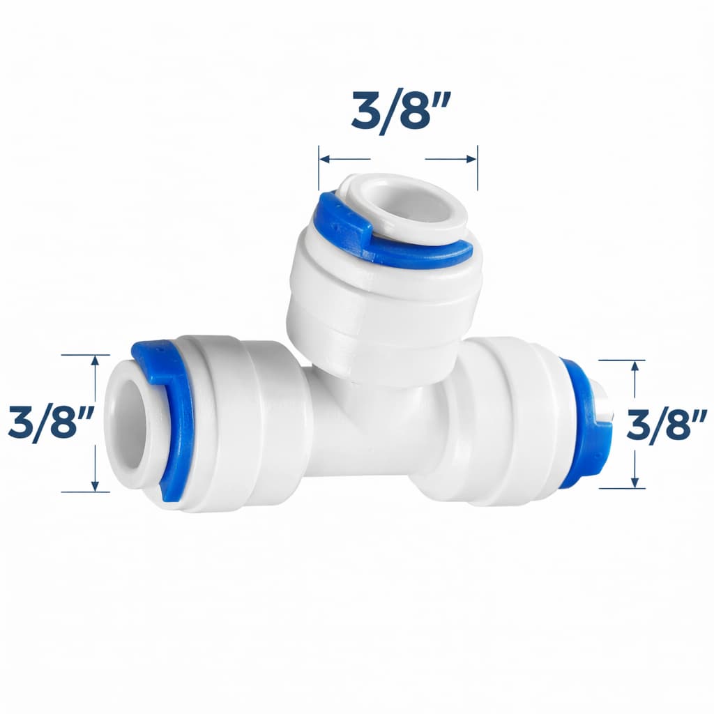 Conector T 3/8 Engate Rápido – Filtro de Água, Purificador, Aquário e Osmose Reversa
