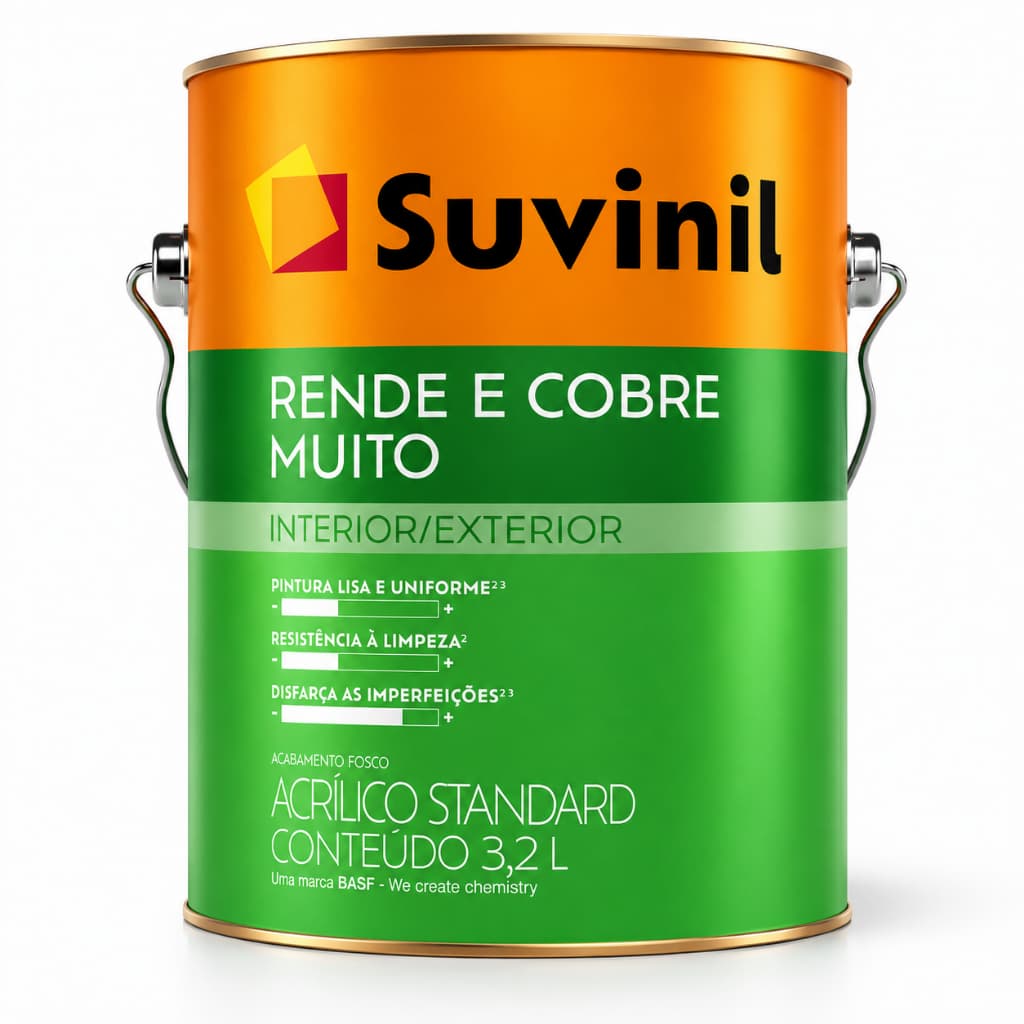Tinta Suvinil Rende & Cobre Muito 3,2L Cores Mais Vendidas- Alta Cobertura e Rendimento