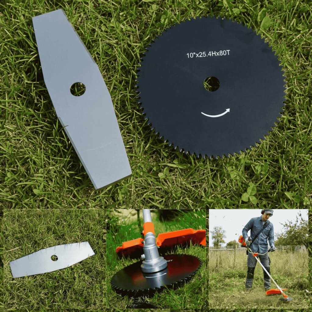 Kit Lamina Para Roçadeira Facão 2 Pontas + Disco 80 Dentes