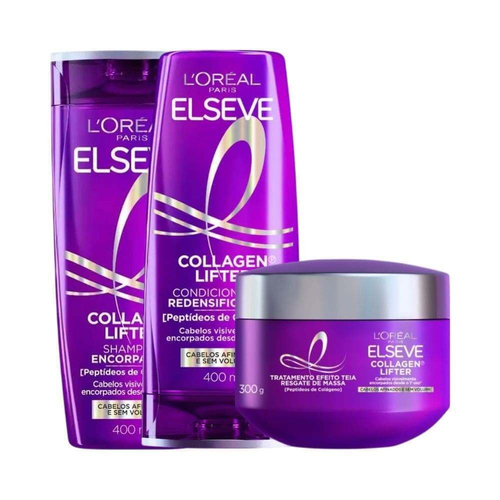 Kit Elseve Collagen Lifter Shampoo 400ml + Condicionador 400ml + Máscara 300g