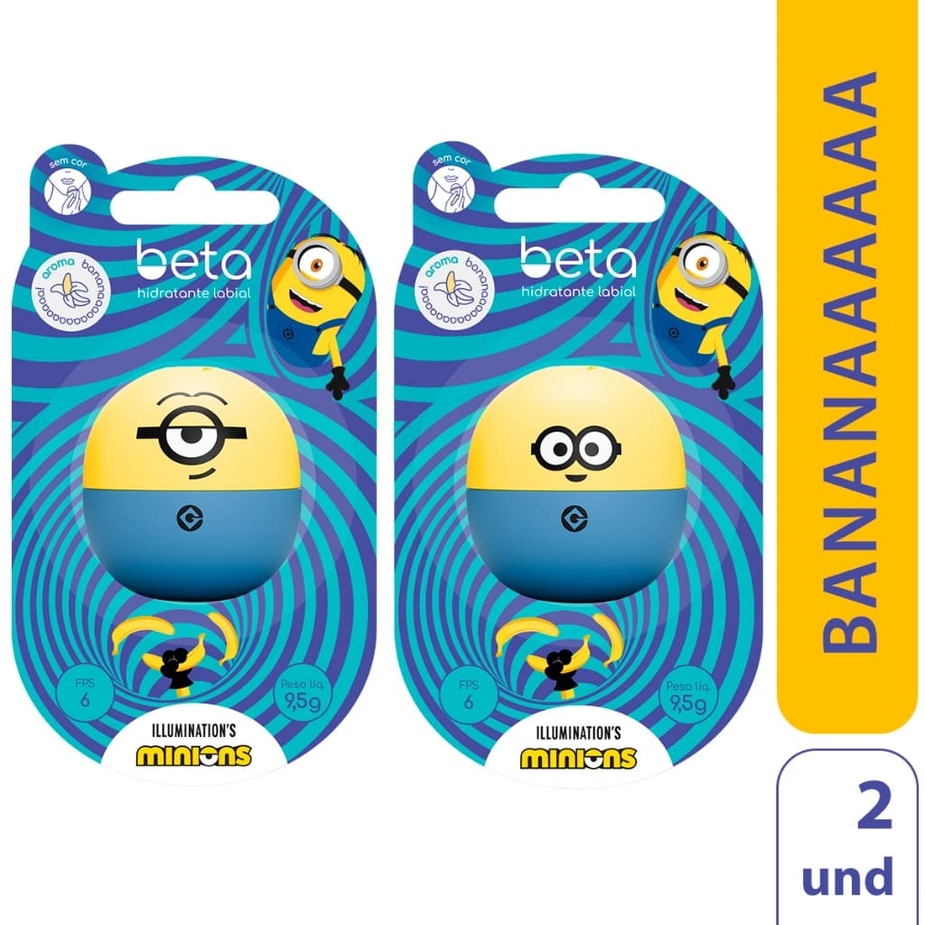 Kit 2 Hidratante Labial Beta Minions Aroma Banana - Sortido