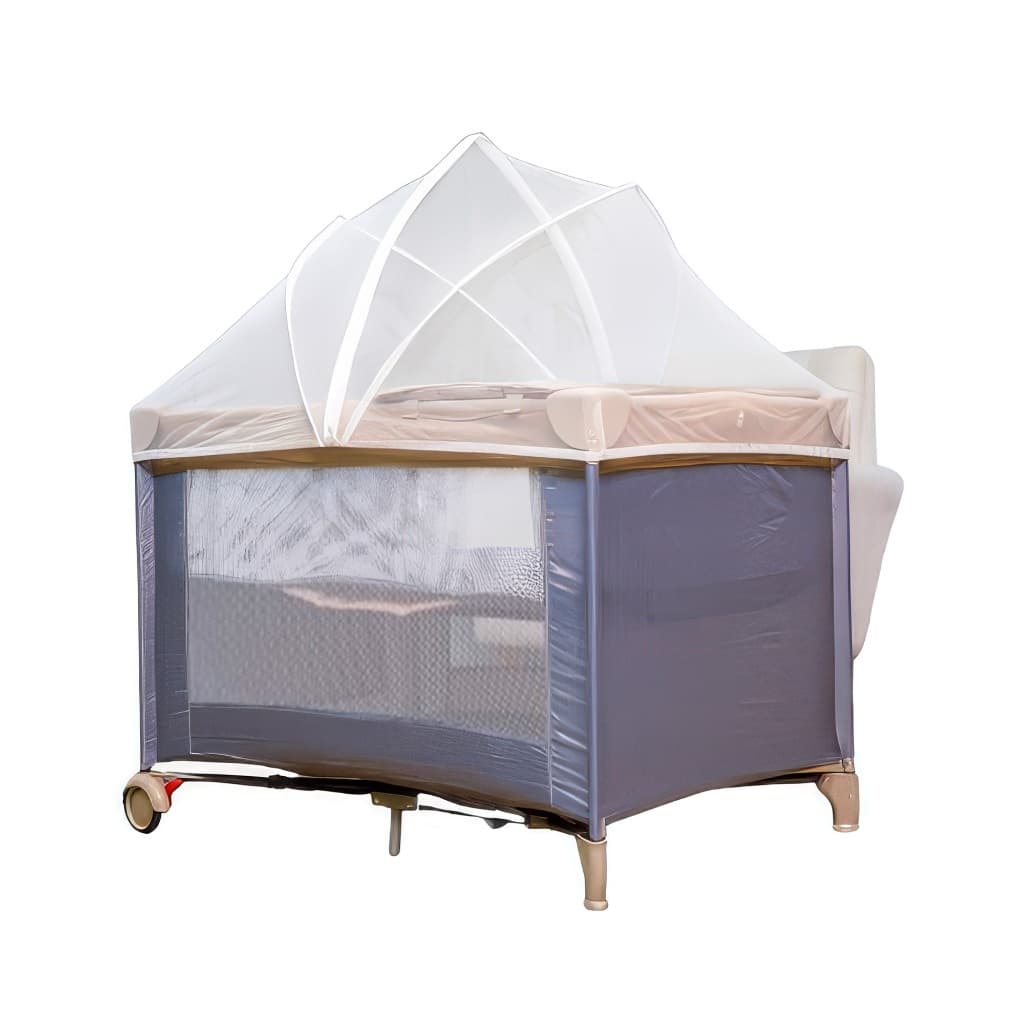 Berço Cercado Infinity Premium Baby Cinza/Bege Desmontável
