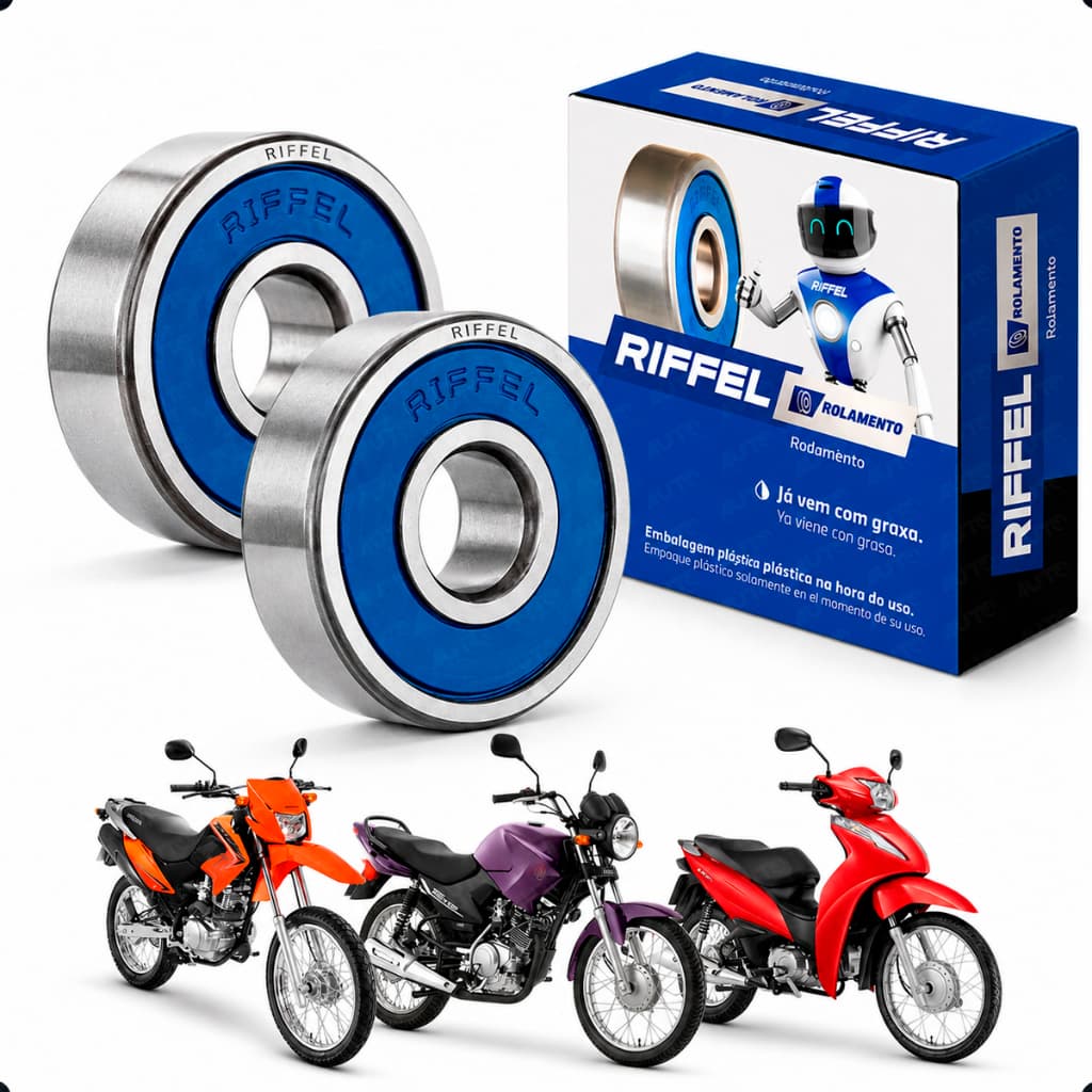 Par Rolamento Dianteiro 6301 Riffel Factor Biz NXR Original Alta Durabilidade Resistência Alta Performance Universal