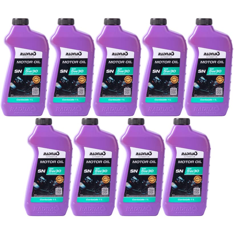 Kit 9L Óleo De Motor 5W30 API SN Sintético Radnaq 1 Litro